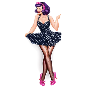 Purple Hair Vintage Pin-up Girl PNG 06272024 PNG