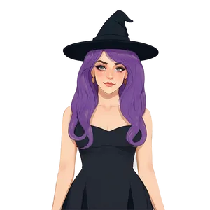 Purple Hair Witch Character Design PNG Agr PNG