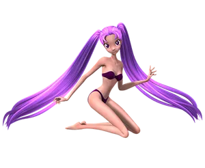 Purple Haired Animated Character