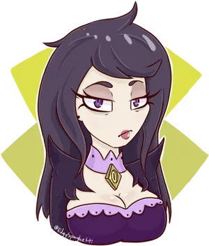 Purple Haired Anime Character Illustration PNG