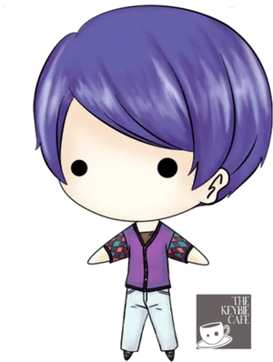 Purple Haired Anime Character Illustration PNG image