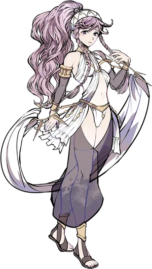Purple Haired Anime Dancer PNG image