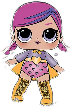 Purple Haired L O L Doll Illustration PNG image