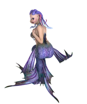 Purple Haired Mermaid3 D Model PNG image
