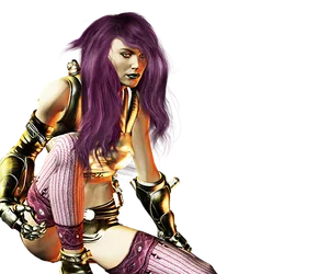 Purple Haired Warrior Woman