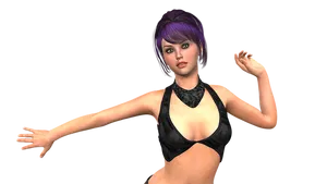 Purple Haired3 D Character Black Outfit