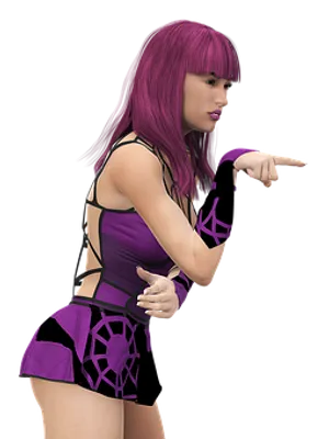 Purple Haired3 D Character Pointing