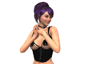 Purple Haired3 D Character Portrait