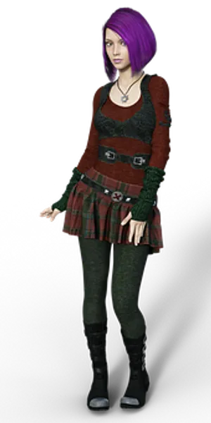Purple Haired3 D Characterin Fashionable Outfit