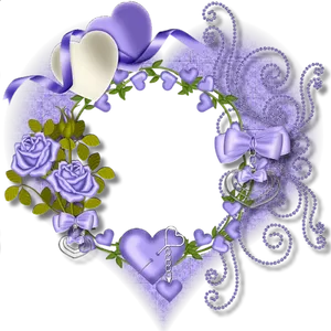 Purple Heart Rose Frame PNG image