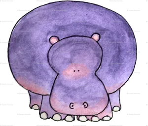 Purple Hippo Illustration PNG image
