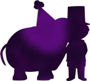 Purple Hippoand Man Silhouette PNG image