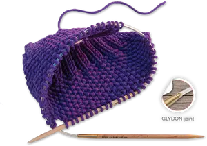 Purple Knitting Project In Progress PNG image