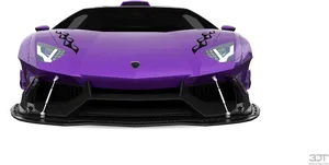 Purple Lamborghini Front View PNG image