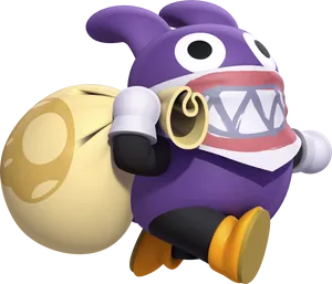 Purple_ Mascot_ With_ Golden_ Bell PNG image