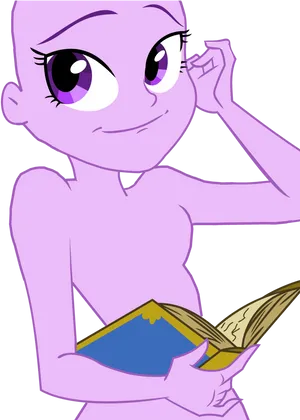 Purple Pony Reading Book Vector PNG