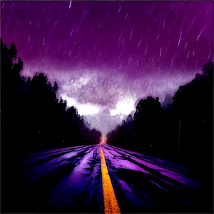 Purple Rain On Dark Road PNG Mhe