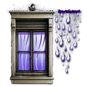 Purple Rain On Window Pane PNG 06252024