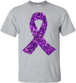 Purple Ribbon Glitter Design T Shirt PNG image