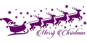 Purple Santa Sleigh Reindeer Christmas Greeting PNG image