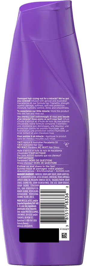 Purple Shampoo Bottle Back Label PNG image