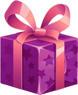 Purple Star Gift Box PNG image