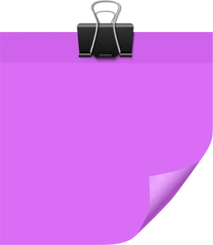Purple Sticky Notewith Clip PNG image