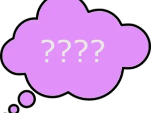 Purple Thought Bubble Question Marks PNG image