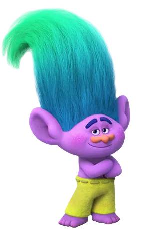Purple Trollwith Green Hair PNG image
