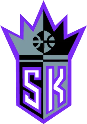 Purpleand Black Basketball Crown Logo