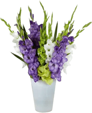 Purpleand White Gladiolus Bouquet PNG image