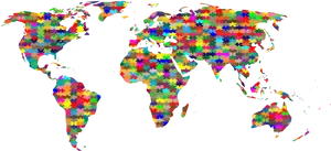 Puzzle Patterned World Map PNG image