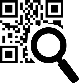 Q R Code Under Magnifying Glass PNG image