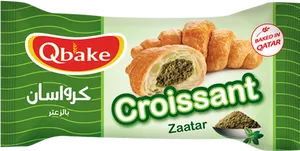 Qbake Zaatar Croissant Packaging PNG