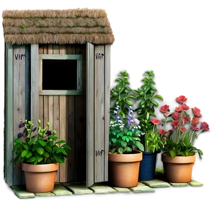 Quaint Garden Outhouse PNG 06262024