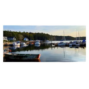 Quaint Maine Fishing Harbor PNG Qie PNG