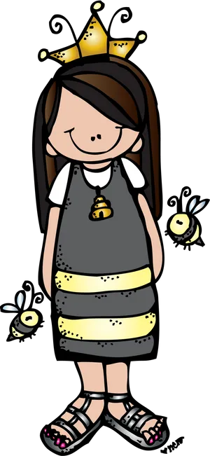 Queen Bee Cartoon Character PNG image