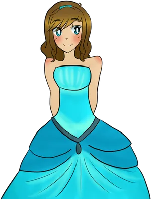 Quinceanera Blue Dress Cartoon PNG image