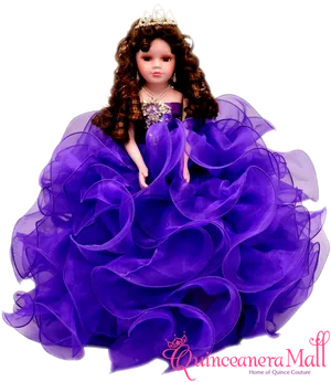 Quinceanera Dollin Purple Dress PNG image