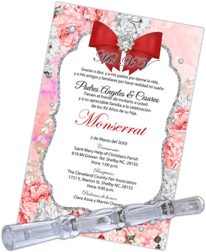 Quinceanera Invitation Card Monserrat PNG image