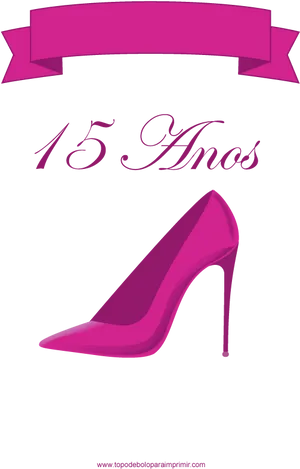 Quinceanera Pink High Heel Invitation PNG image