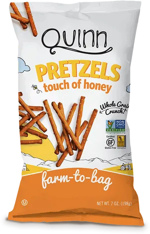 Quinn Honey Touch Pretzels Packaging PNG image