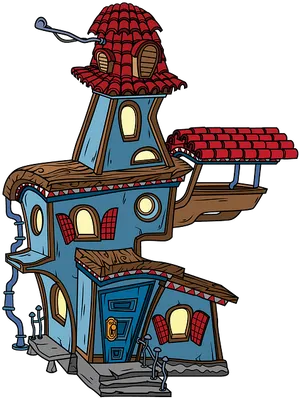 Quirky Cartoon Haunted House