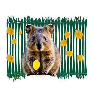 Quokka With Leaves Background PNG 06242024