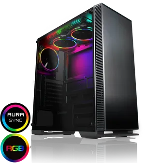 R G B Gaming P C Tower Case PNG image