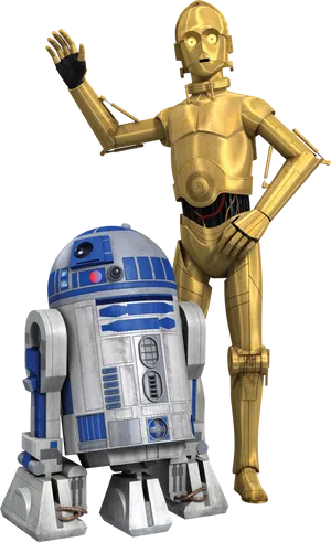 R2 D2and C3 P O Star Wars Droids PNG image