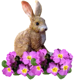 Rabbit_ Among_ Purple_ Flowers.png PNG image