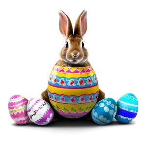 Rabbit With Easter Eggs Png Qlm14 PNG image