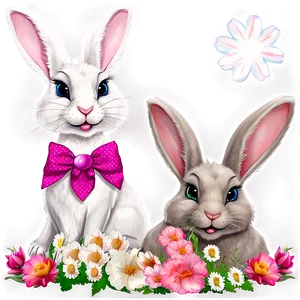 Rabbit With Flowers PNG 05062024