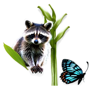 Raccoon And Butterfly Png Lrk PNG image